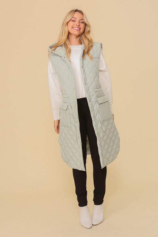Oversized Quilted Midi Jacket - 0