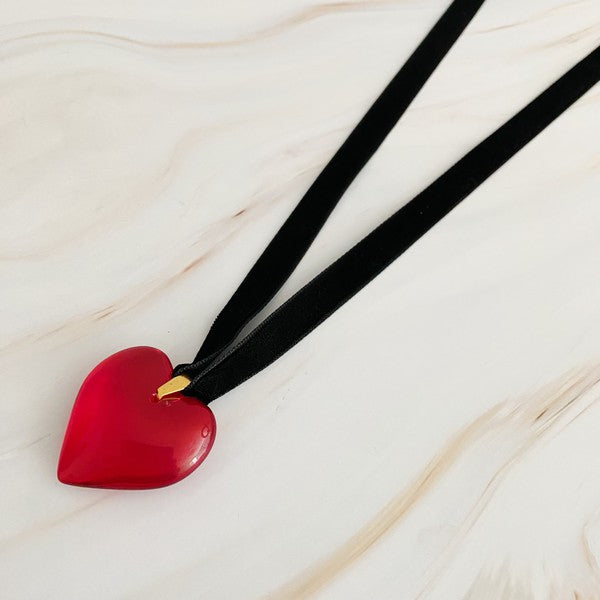 Bold In Red Black Sash Necklace - 0