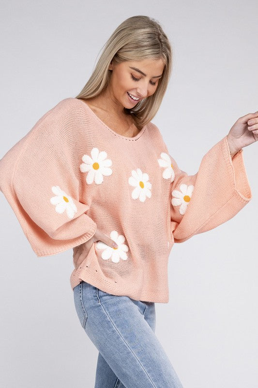 Flower Motif Sweater - 0
