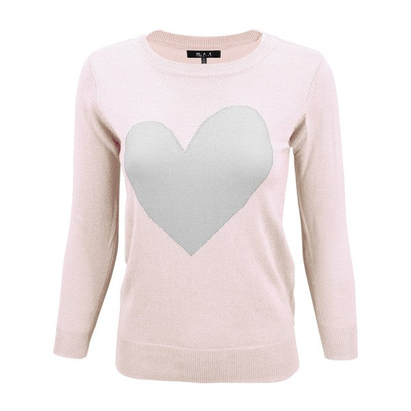 S/S Love Heart Crew-neck  12GG Pullover Sweater - 0