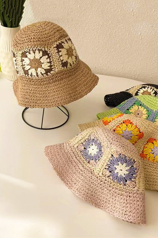 Packable crochet granny square bucket hat-6