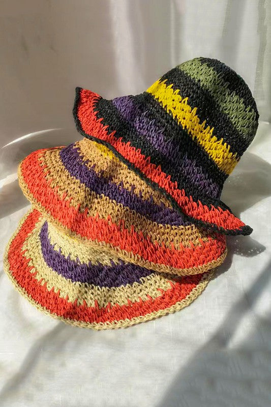 Packable crochet straw bucket hat - 0