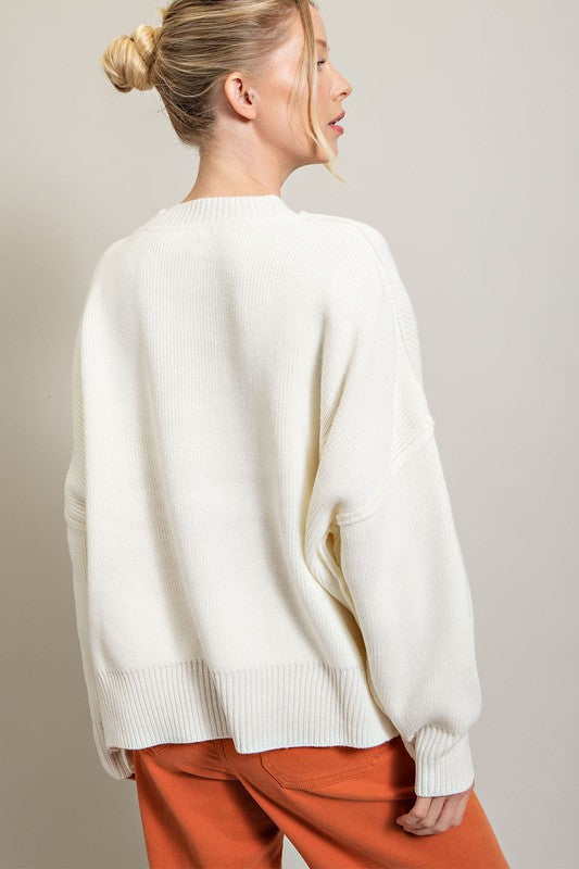 Long Sleeve Ribbed Sweater-12