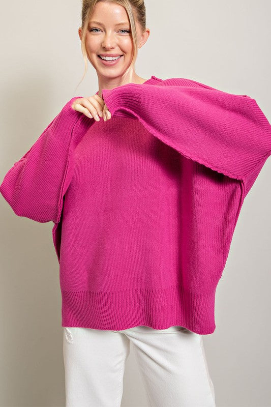 Long Sleeve Ribbed Sweater-1
