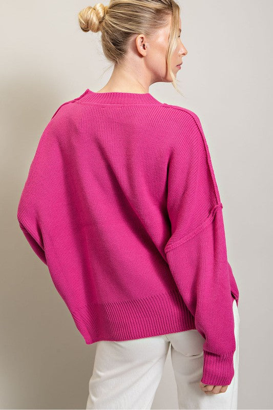 Long Sleeve Ribbed Sweater-4