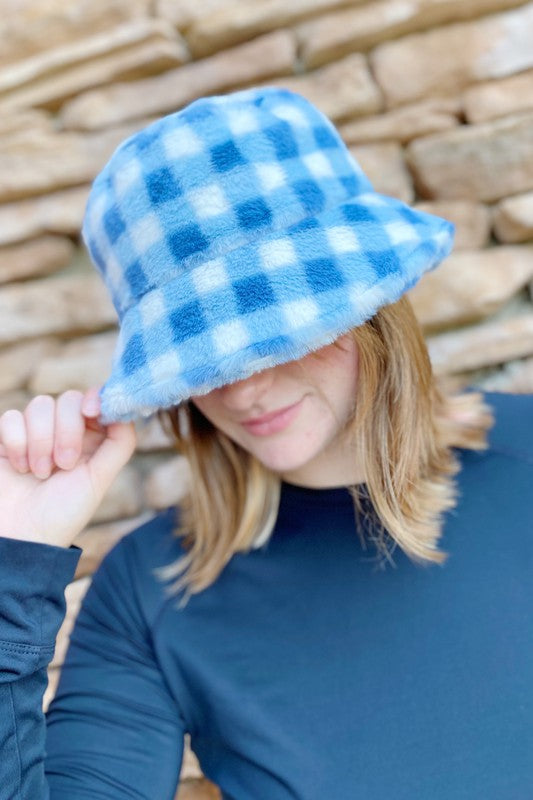 Super Cozy Checkered Bucket Hat - 0