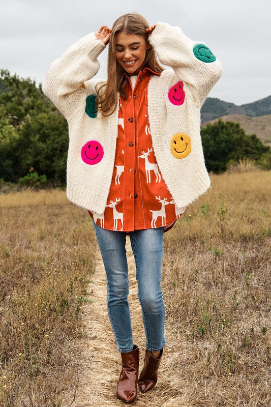 The Fuzzy Smile Long Bell Sleeve Knit Cardigan-7