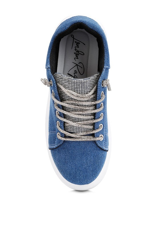Ena Rhinestone Embellished Denim Sneakers-7