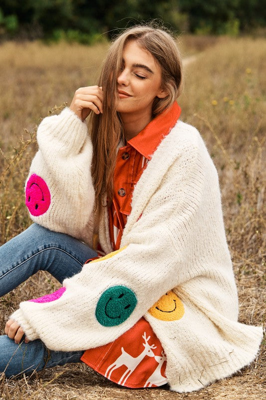 The Fuzzy Smile Long Bell Sleeve Knit Cardigan-3