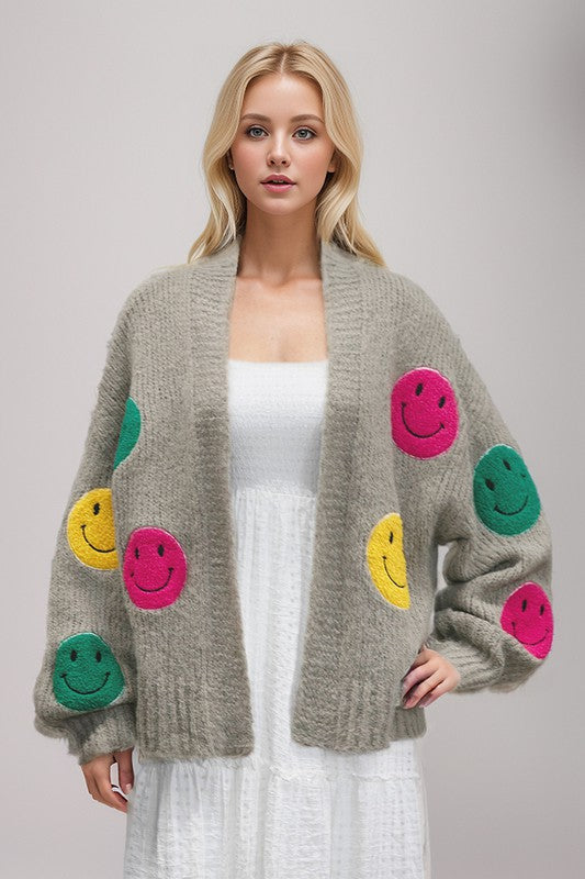 The Fuzzy Smile Long Bell Sleeve Knit Cardigan-15
