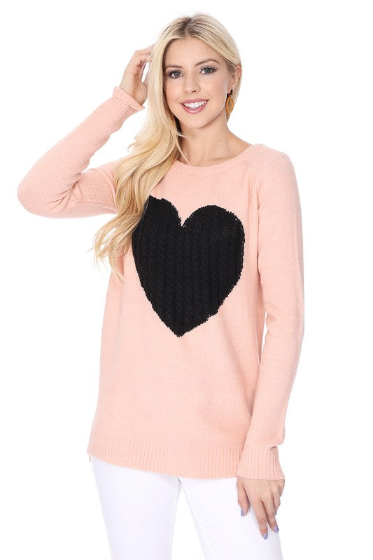 Cozy Heart Jacquard Round Neck Pullover Sweater-4