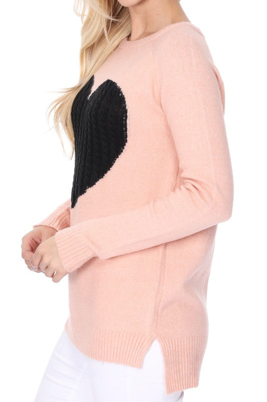 Cozy Heart Jacquard Round Neck Pullover Sweater-7