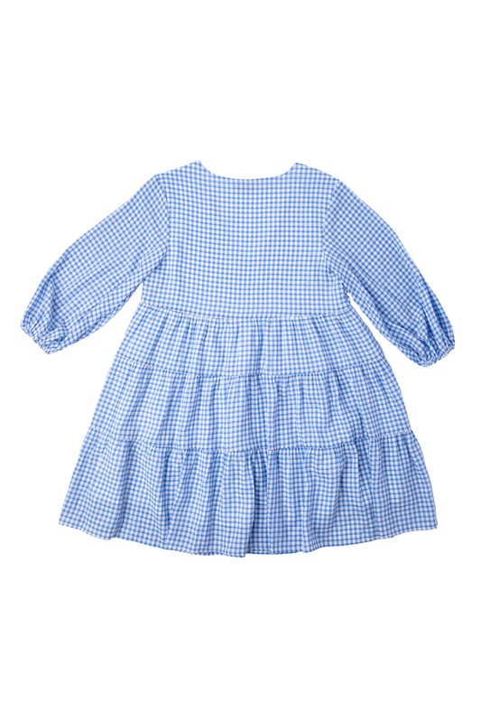 Gingham checked tiered dress-21