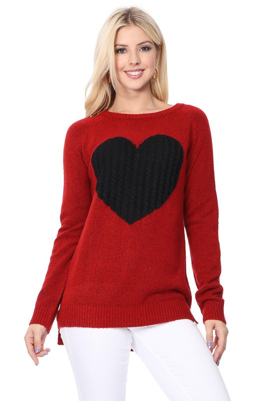 Cozy Heart Jacquard Round Neck Pullover Sweater-9